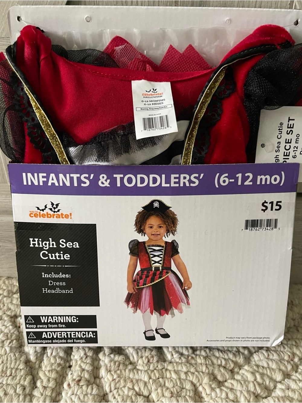 High Sea Cutie Red & Black Toddler Pirate Costume